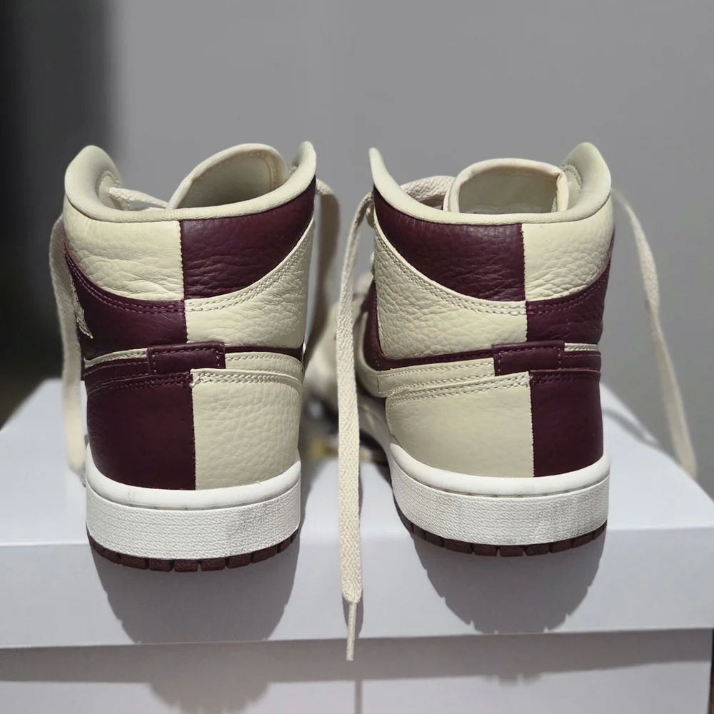 Jordan Women's Cream and Burgundy Sneakers - Picture 3 of 8